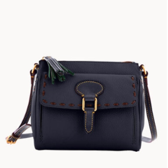 NEW NWT Dooney & Bourke Florentine Navy Blue Leather Tassel Pocket Crossbody Bag
